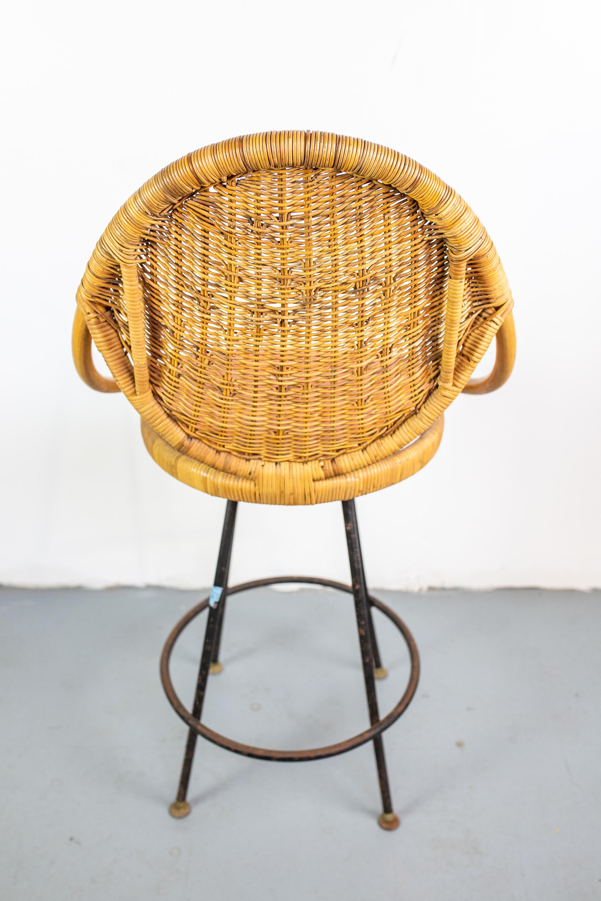 American Set of 5 Mid-Century Modern Bar Stools by Danny Ho Fong, US, 1960s