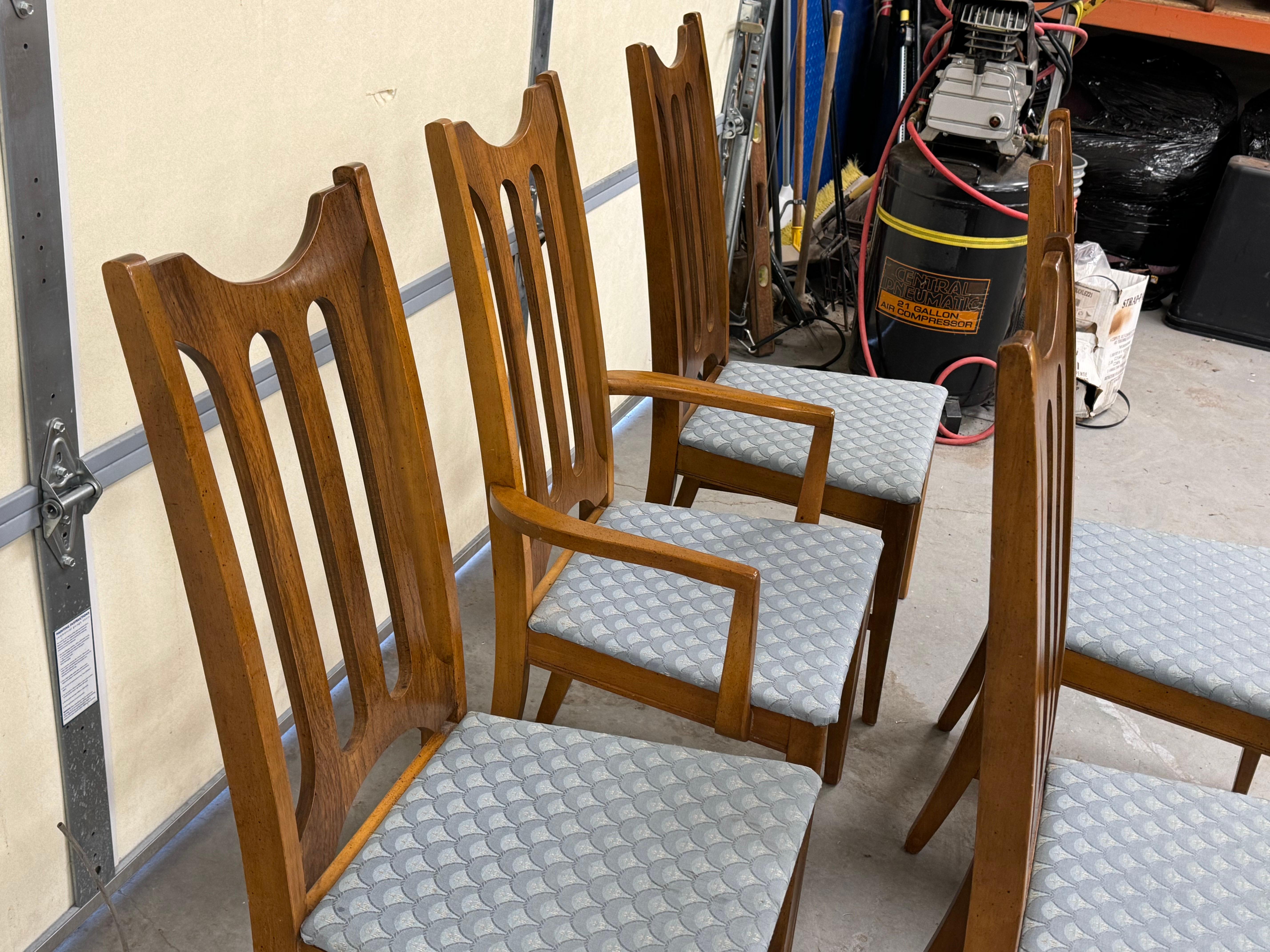 Set of 6 Mid-Century Modern Bassett Prestige Walnut Dining Chairs 1