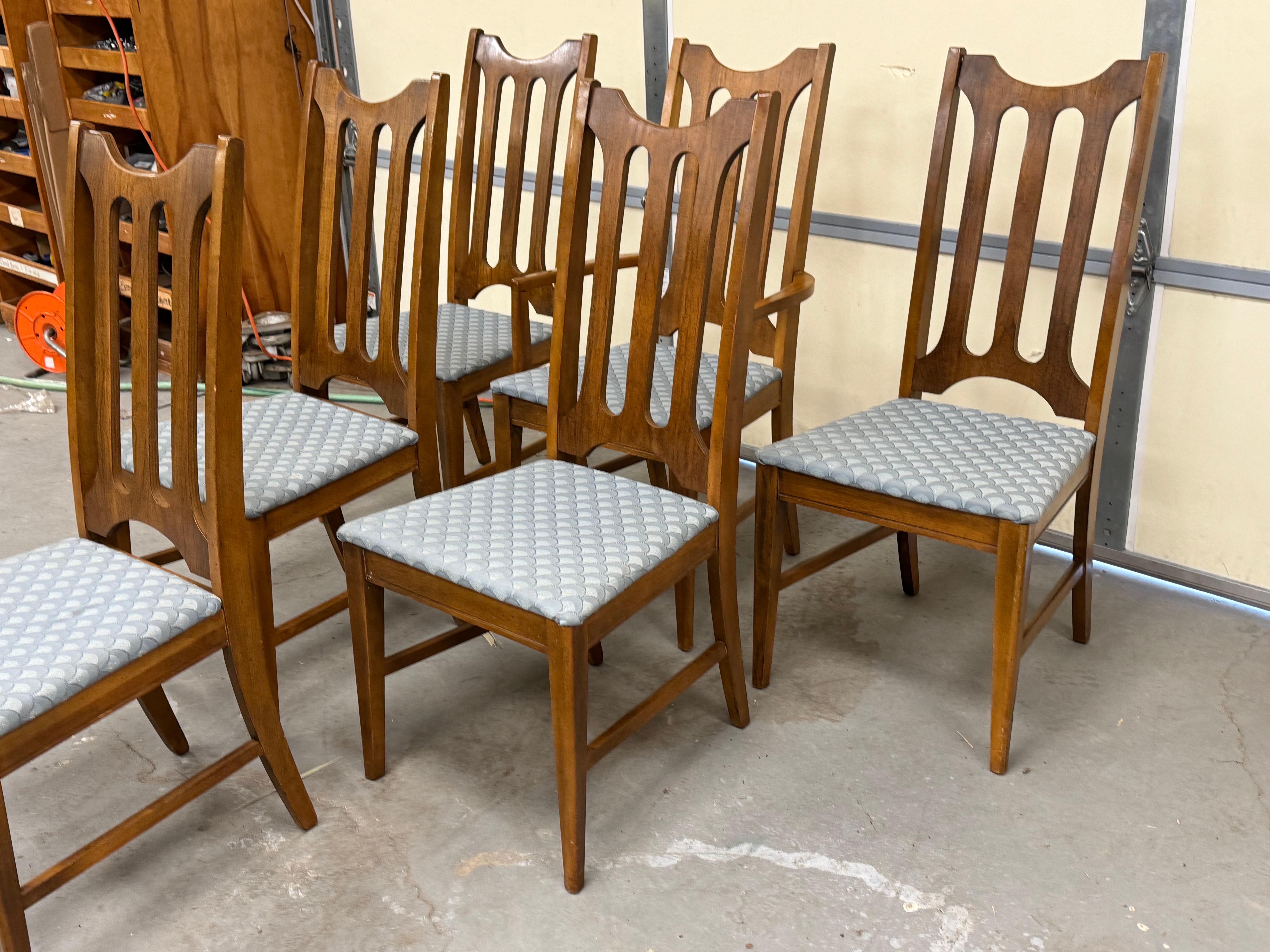 Set of 6 Mid-Century Modern Bassett Prestige Walnut Dining Chairs 3