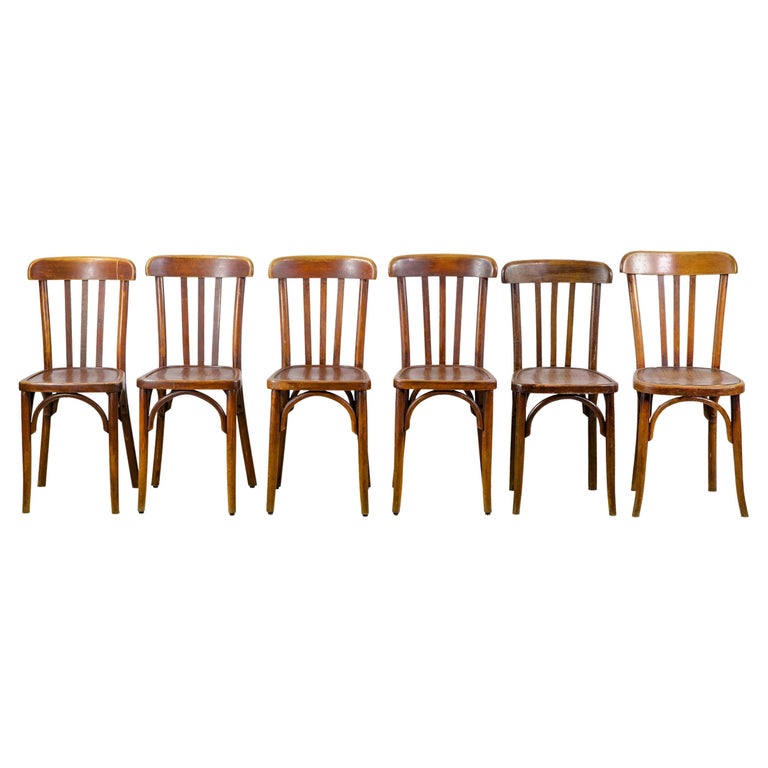 Set of 6 Mid-Century Modern Bentwood Bistro Chairs European Cafe 