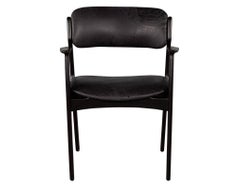 Set of 6 Mid-Century Modern Black Leather Dining Chairs