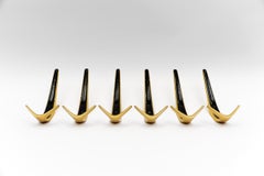 Set von 6 Mid-Century Modern-Wandhaken aus Messing, Österreich, 1960er Jahre