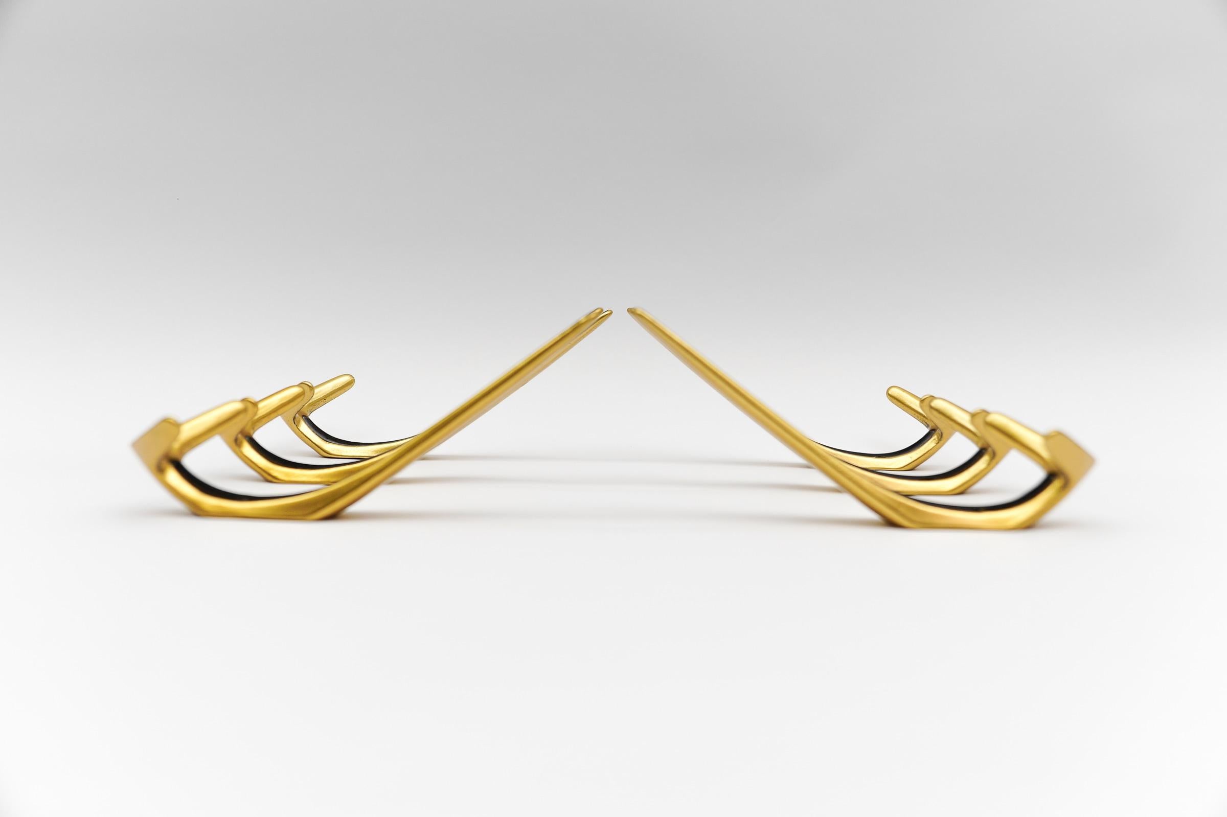 Set of 6 Mid-Century Modern Brass Wall Hooks, Austria, 1960s In Good Condition For Sale In Nürnberg, Bayern