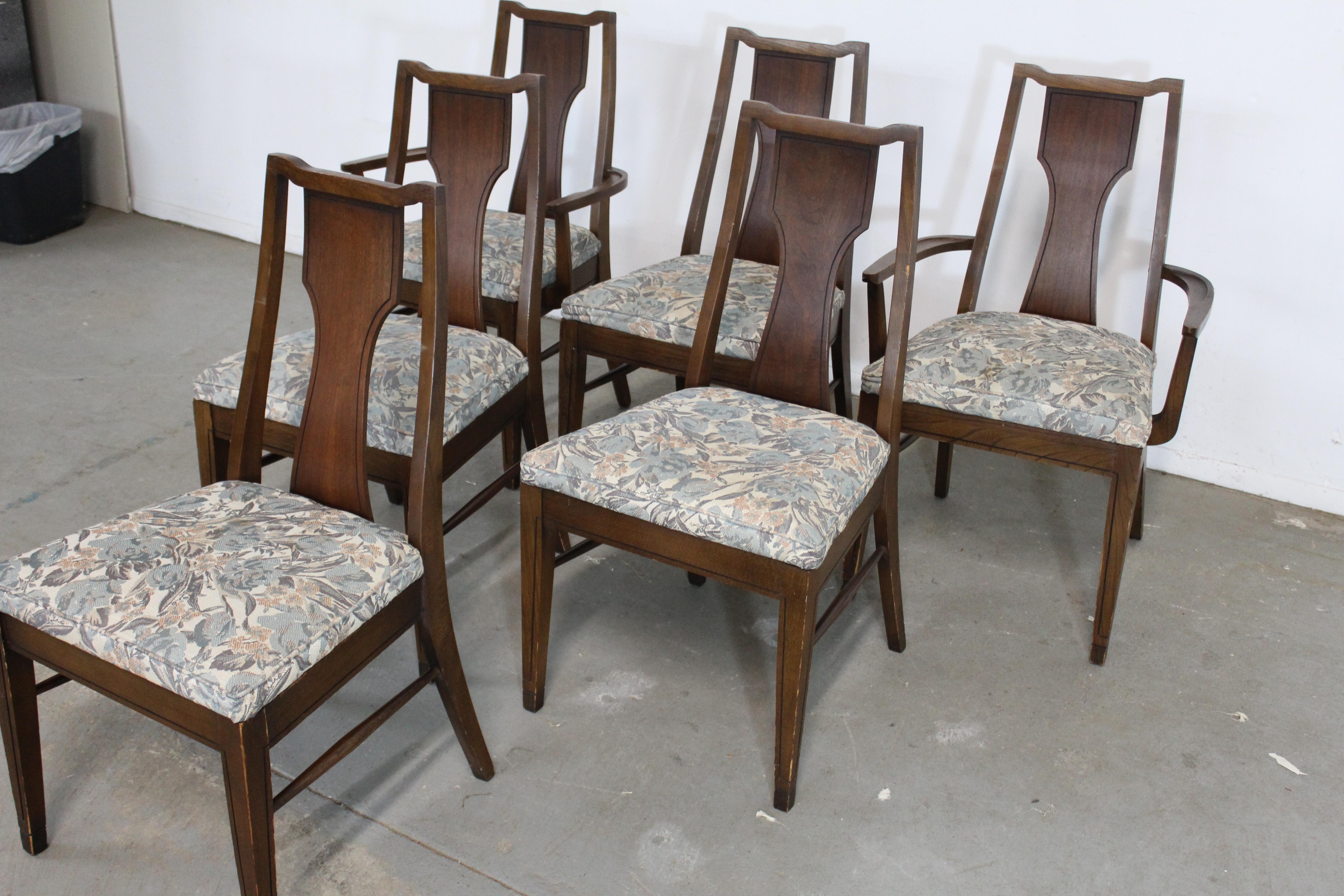 American Set of 6 Mid-Century Modern Broyhill Emphasis Walnut Dining Chairs