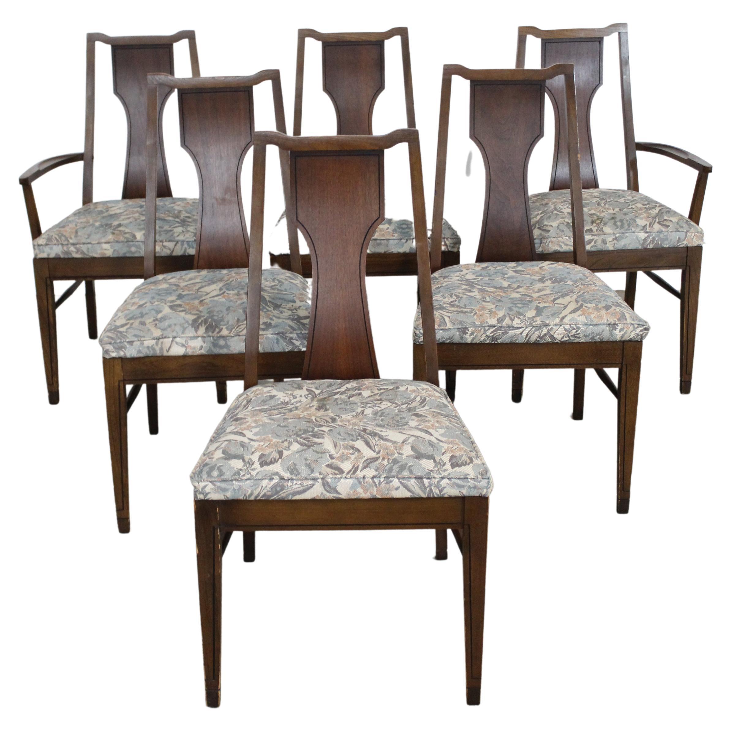 Set of 6 Mid-Century Modern Broyhill Emphasis Walnut Dining Chairs