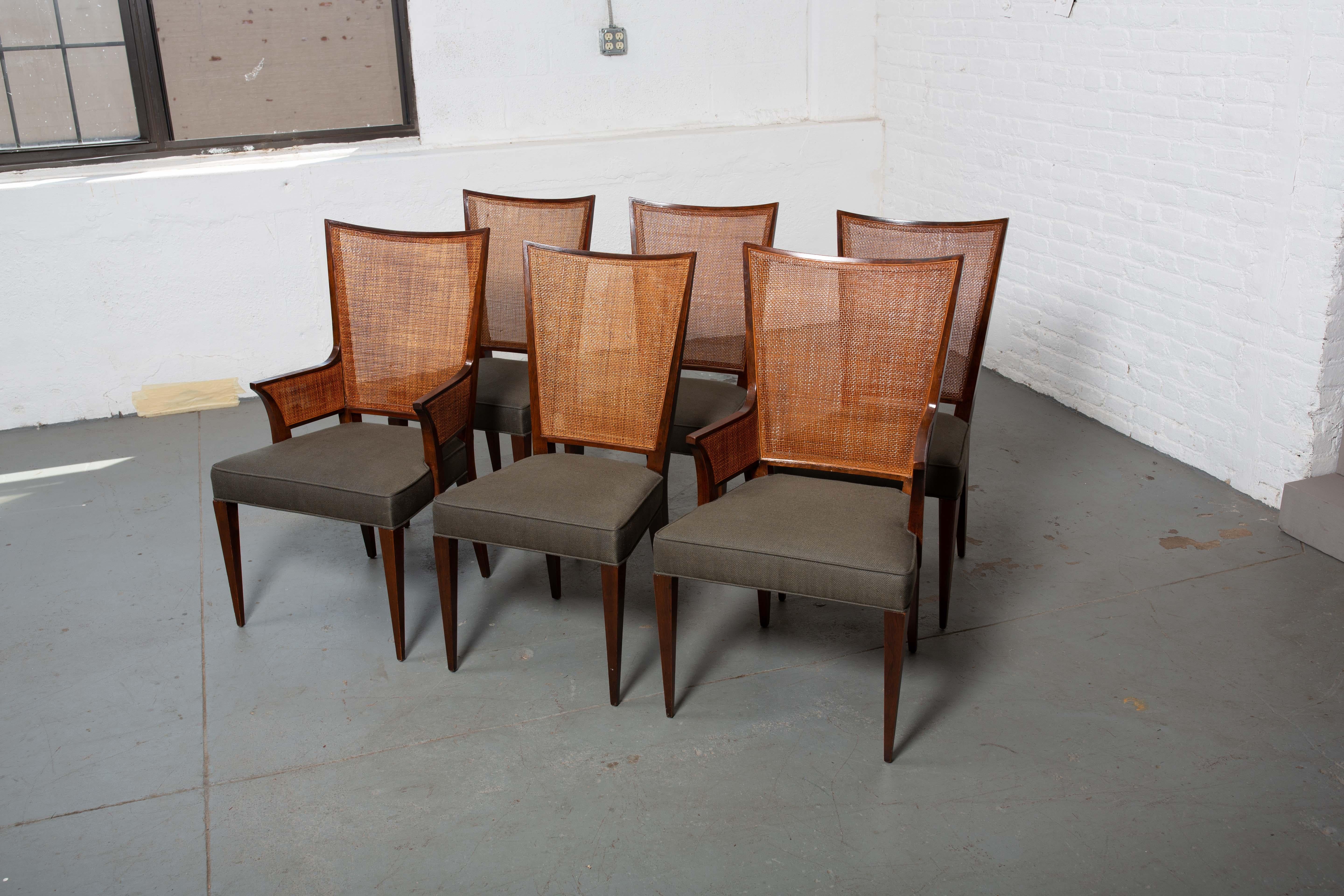 6 Baker Mid-Century Modern Cane Back Dining Chairs Attributed to Harvey Probber 6