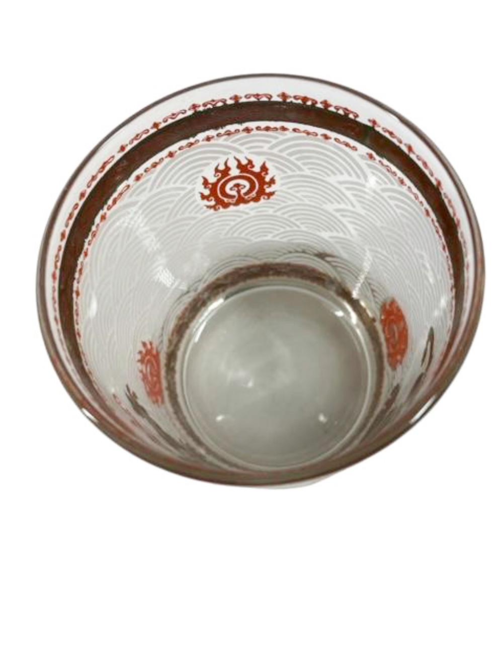 Set von 6 modernen Keramikgläsern aus der Mitte des Jahrhunderts „Goldener Drache“ Berggläsern (Moderne der Mitte des Jahrhunderts) im Angebot