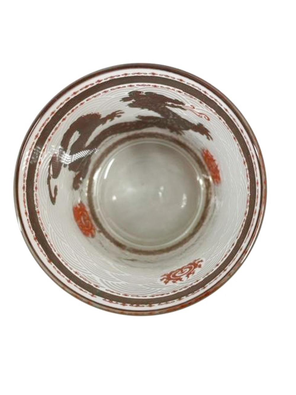 Set von 6 modernen Keramikgläsern aus der Mitte des Jahrhunderts „Goldener Drache“ Berggläsern (amerikanisch) im Angebot