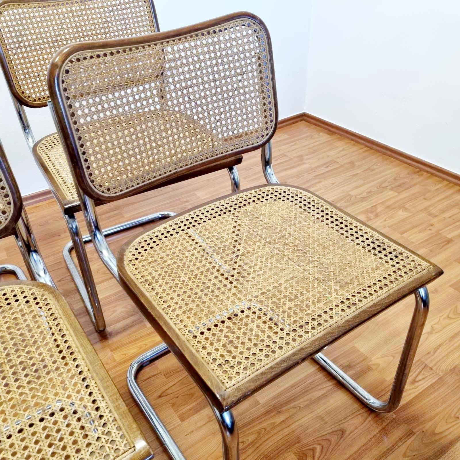 Set of 6 Mid Century Modern Cesca Chairs Designed by Marcel Breuer, Italy 80s 1