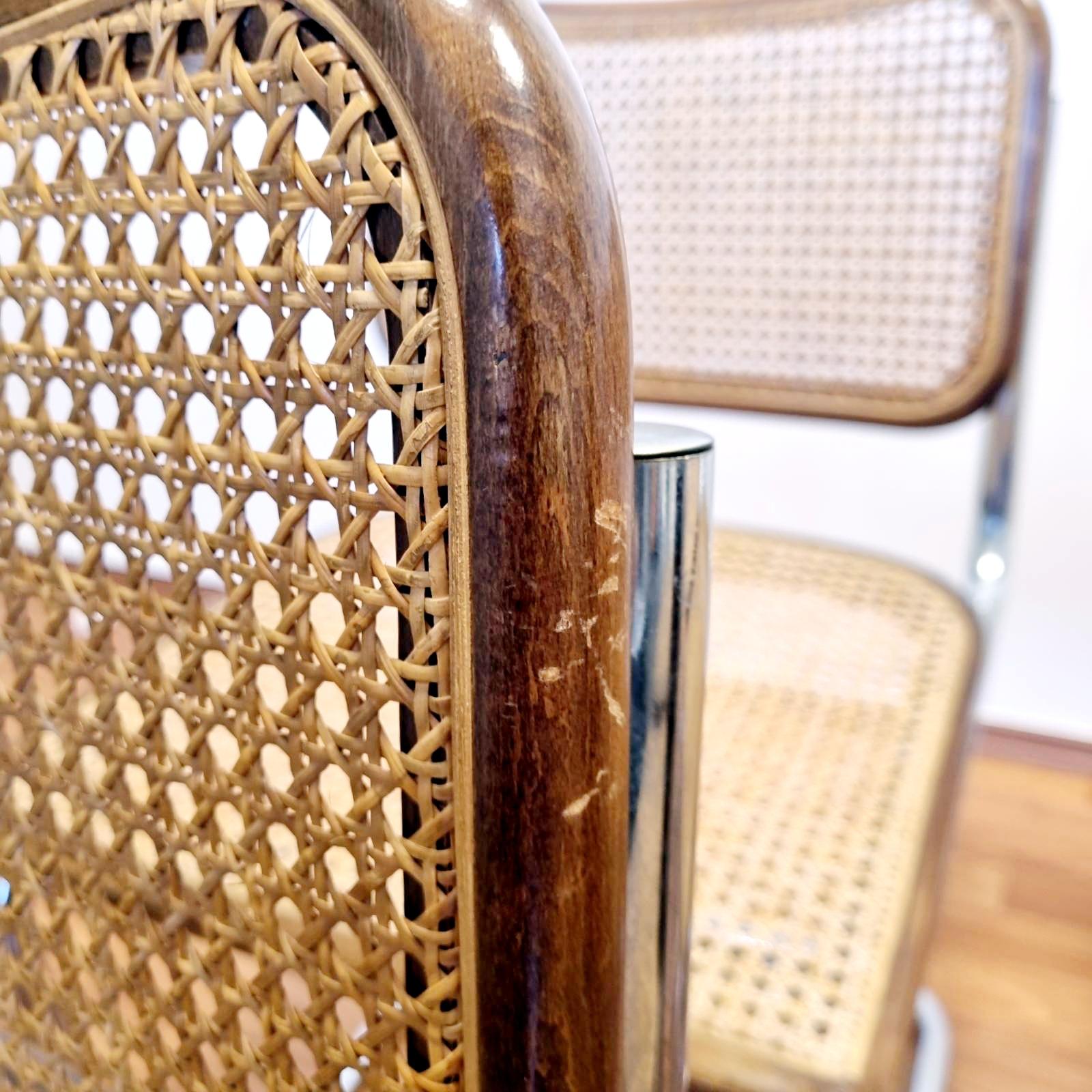 Set of 6 Mid Century Modern Cesca Chairs Designed by Marcel Breuer, Italy 80s 5