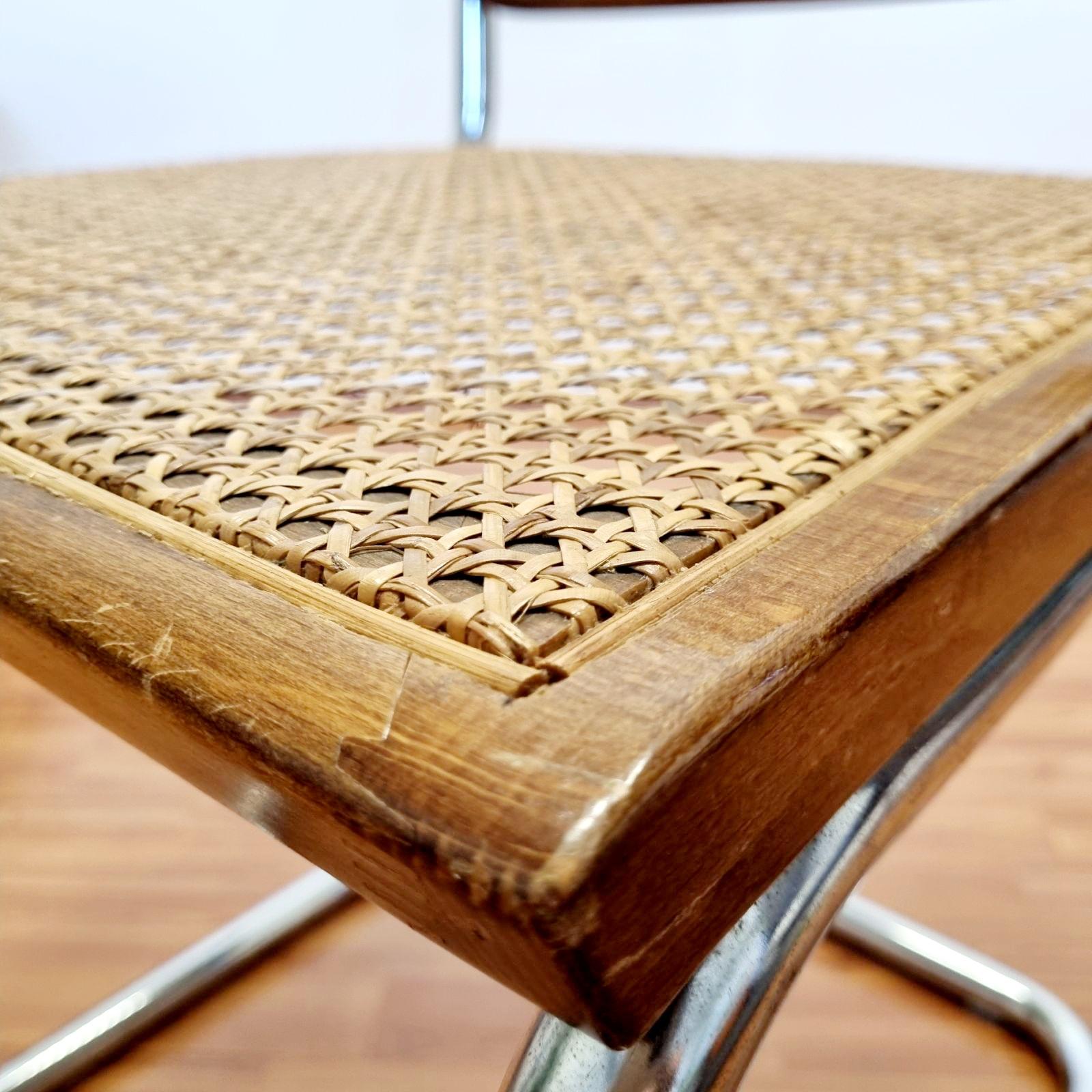 Set of 6 Mid Century Modern Cesca Chairs Designed by Marcel Breuer, Italy 80s 6