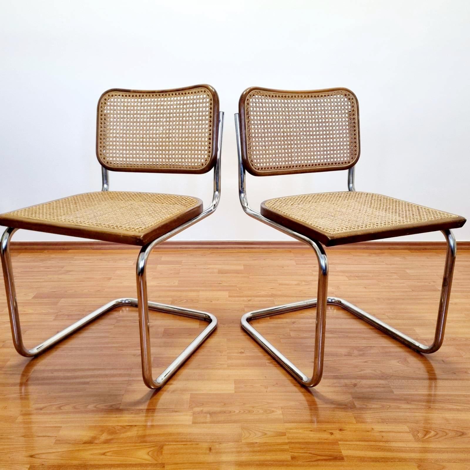 Set of 6 Mid Century Modern Cesca Chairs Designed by Marcel Breuer, Italy 80s In Good Condition In Lucija, SI