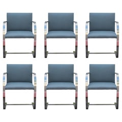 Set of 6 Mid-Century Modern Chrome Knoll Office Chairs with Grey Fabric