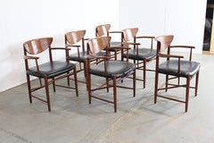 Lot de 6 chaises de salle à manger en teck Peter Hvidt, de style moderne du milieu du siècle.