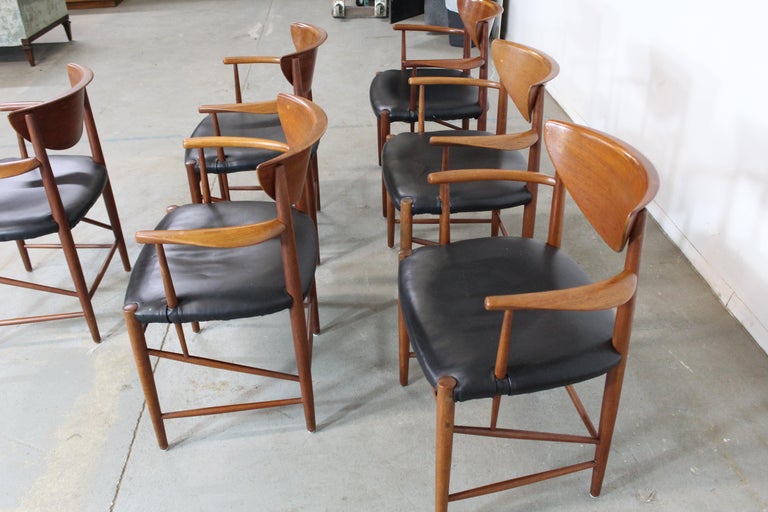 Set of 6 Mid-Century Modern Danish Modern Peter Hvidt Teak Dining Chairs For Sale 1