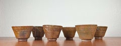 Juego de 6 vasos de chupito de cerámica danesa Studio Pottery de mediados de siglo 1960