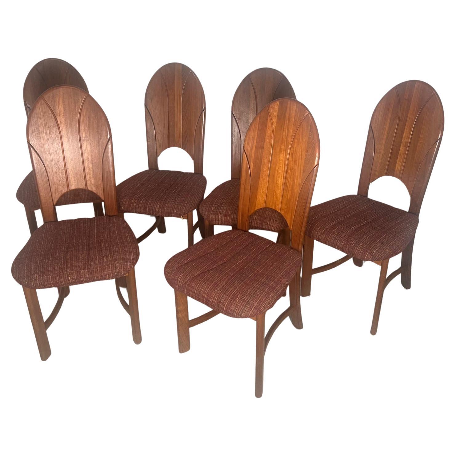 Set Of 6 Mid Century Modern Danish Teak Dining Chairs By D-Scan (Ensemble de 6 chaises de salle à manger danoises en teck de style moderne du milieu du siècle dernier) en vente