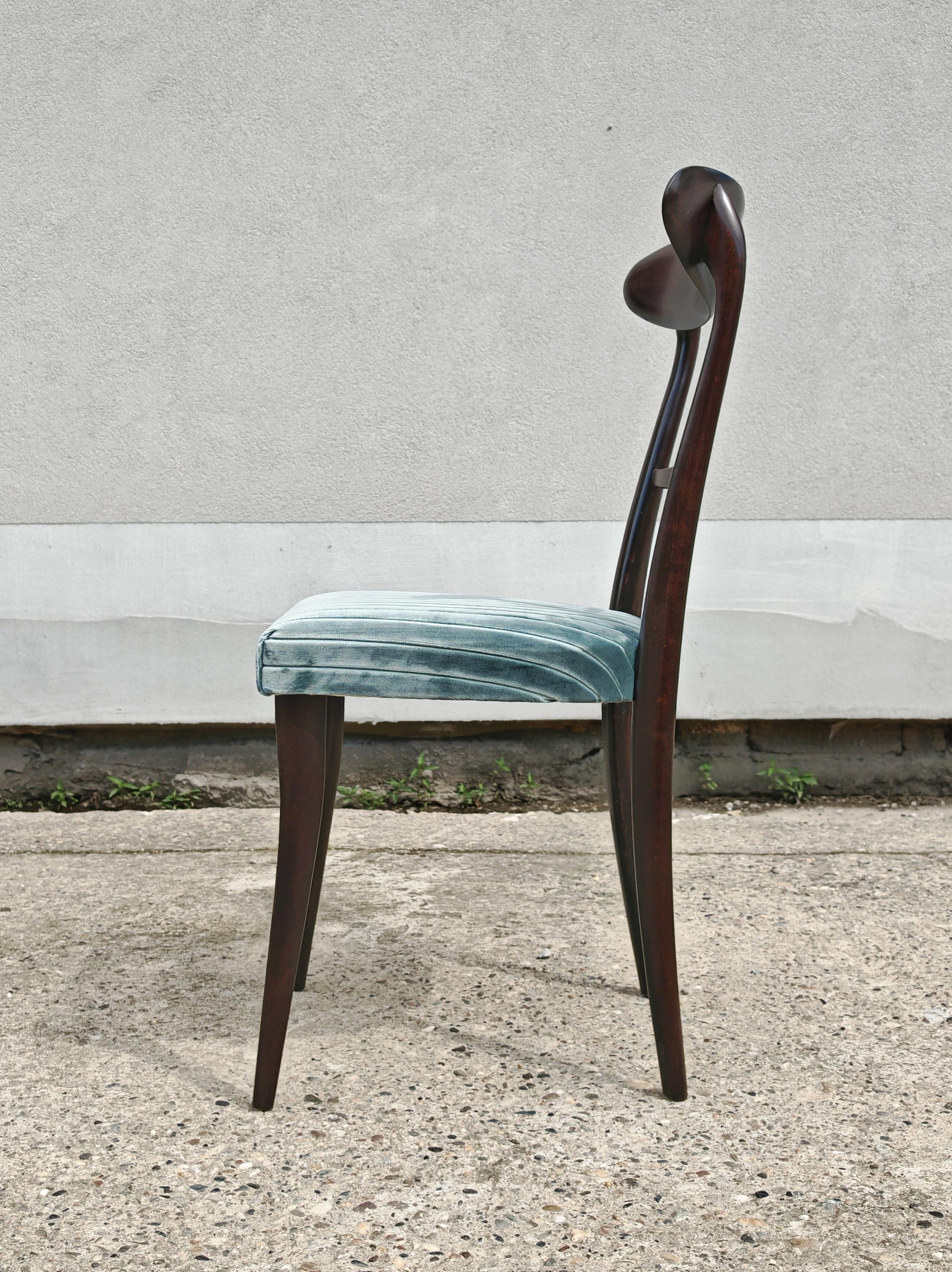 Satz von 6 Mid Century Modern Esszimmerstühlen nach Ico Parisi, Italien 1950er Jahre im Angebot 5