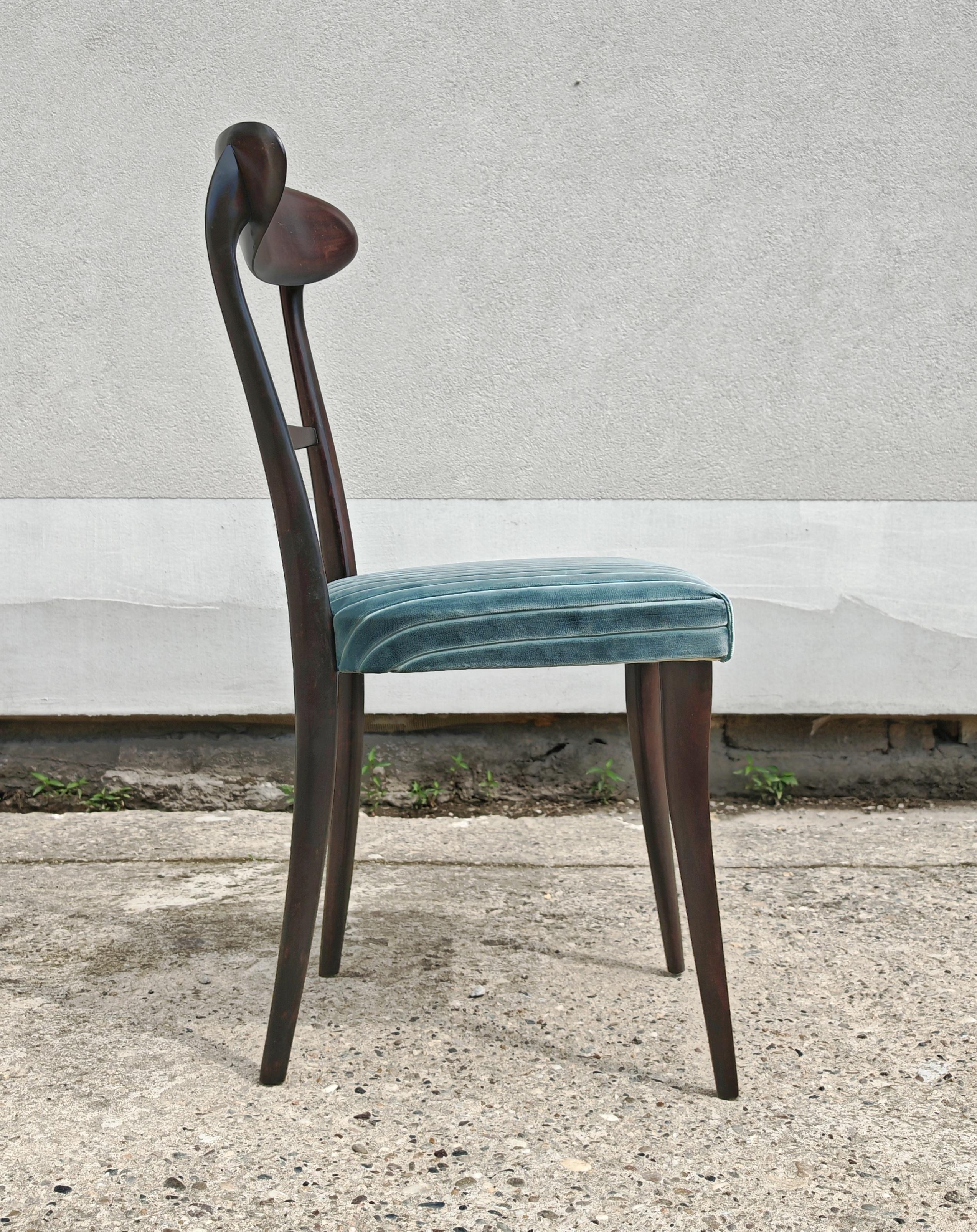 Satz von 6 Mid Century Modern Esszimmerstühlen nach Ico Parisi, Italien 1950er Jahre im Angebot 6