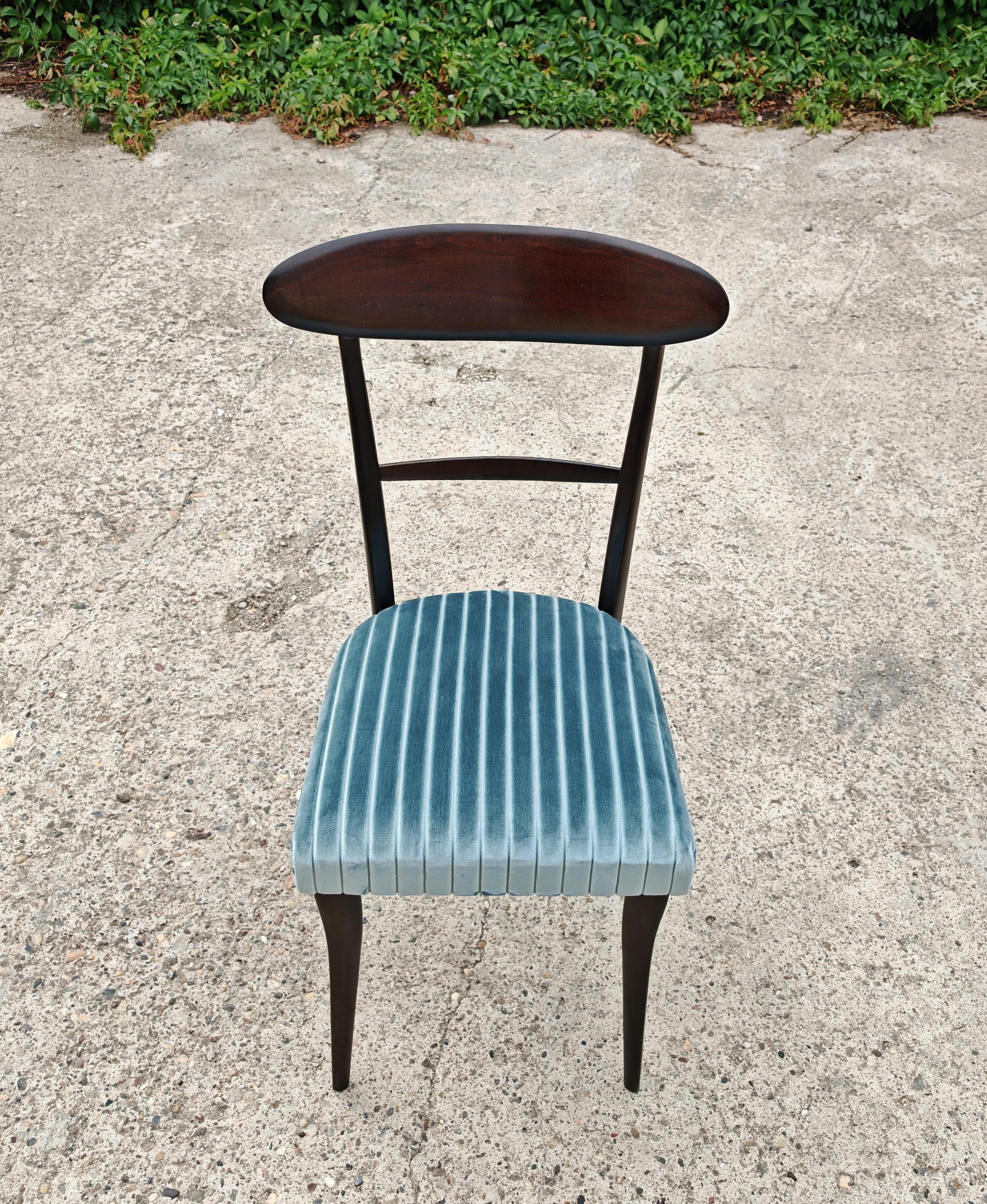 Satz von 6 Mid Century Modern Esszimmerstühlen nach Ico Parisi, Italien 1950er Jahre (Stoff) im Angebot