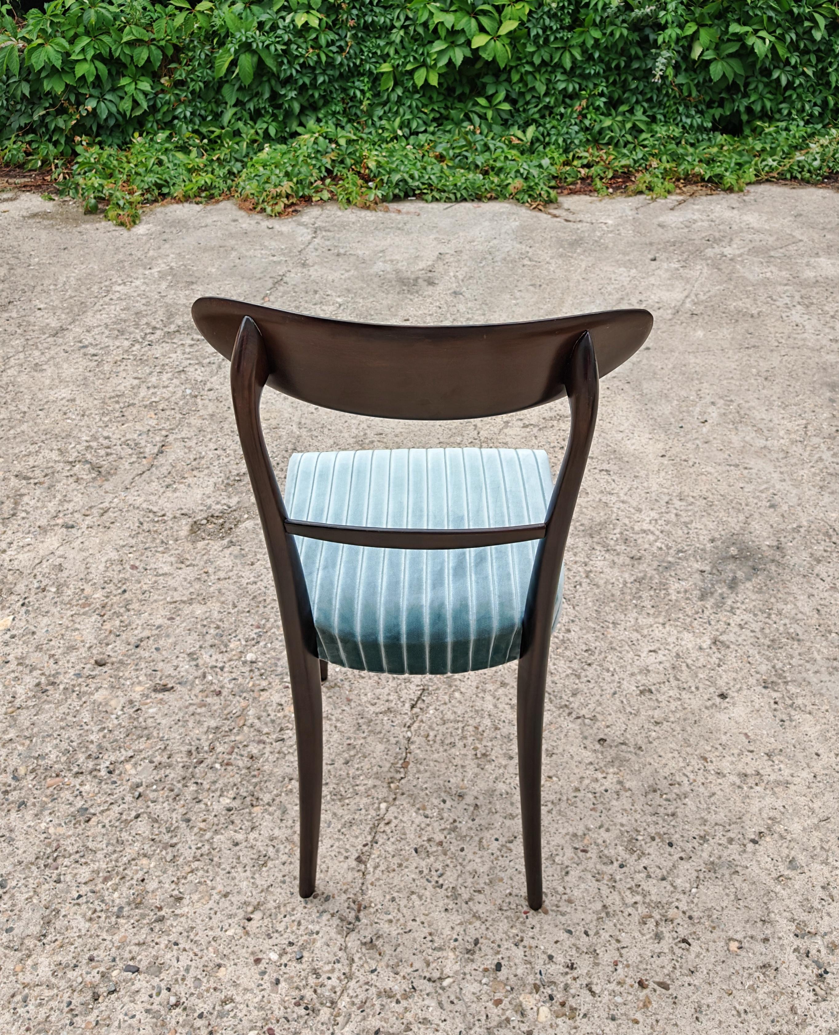 Satz von 6 Mid Century Modern Esszimmerstühlen nach Ico Parisi, Italien 1950er Jahre im Angebot 1