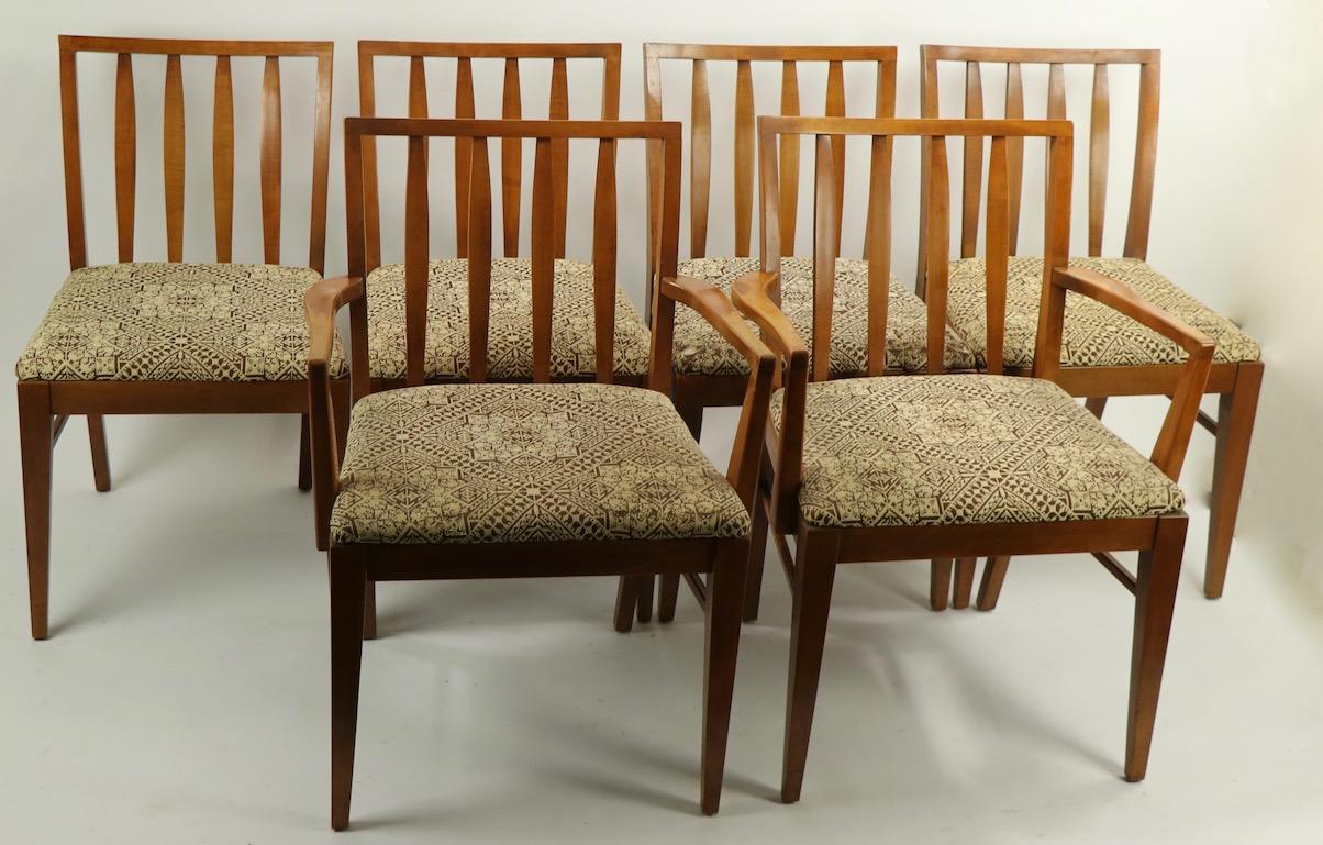 Upholstery Set of 6 Mid-Century Modern Dining Chairs attributed to RWAY