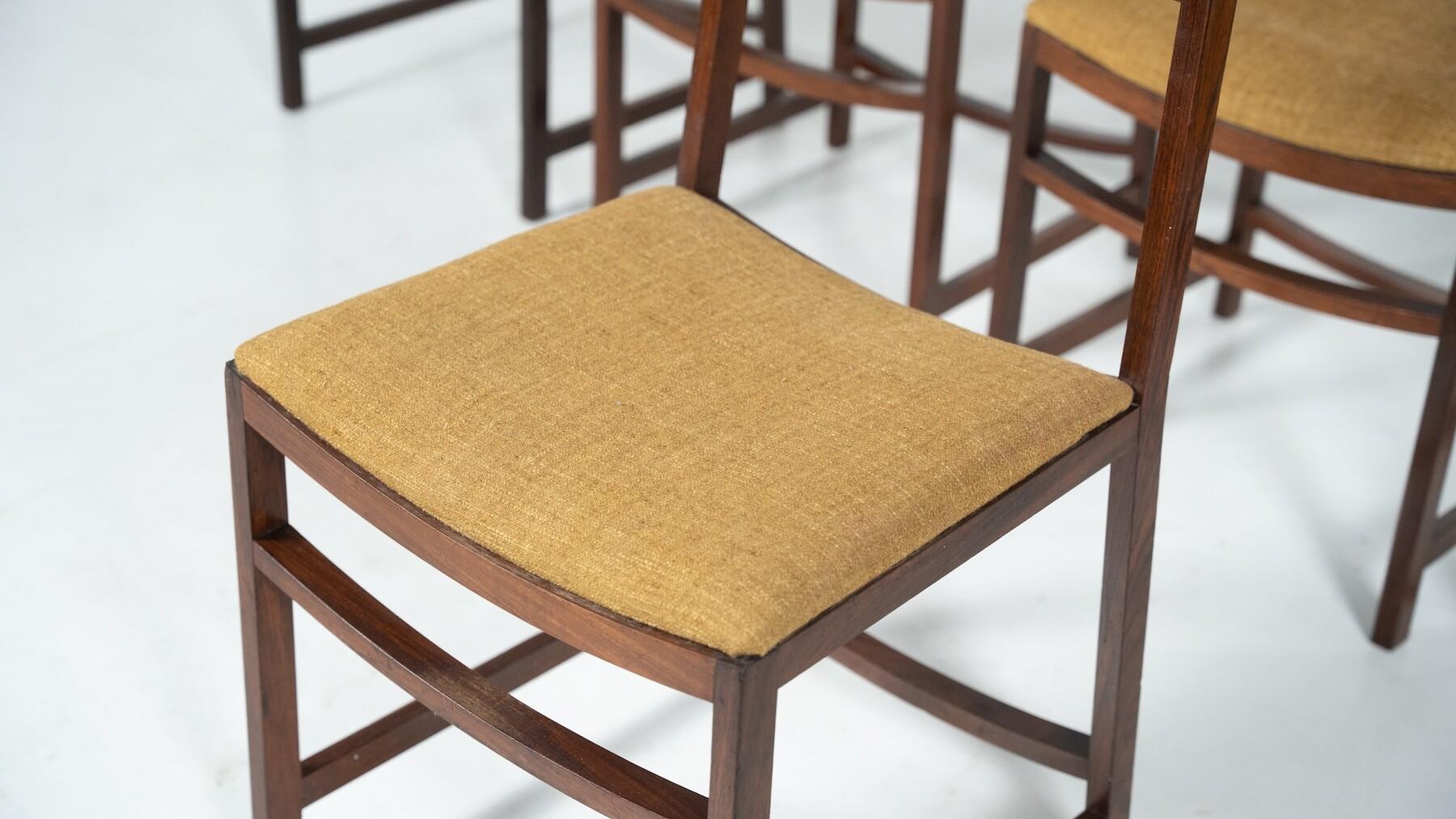 Juego de 6 sillas de comedor modernas de mediados de siglo de Renato Venturi para MIM, años 50 en Bueno estado para la venta en Brussels, BE