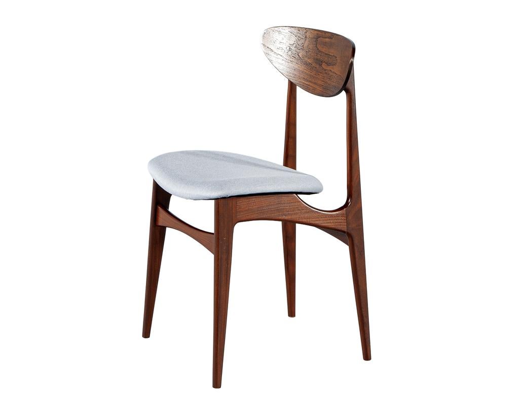 Fabric Set of 6 Mid-Century Modern Dining Chairs, Hans J. Wegner Style, 1960’s For Sale