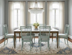 Set of 6 Mid-Century Modern Dining Chairs in Sage Green Lacquer