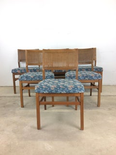 Satz von 6 Mid Century Modern Dining Chairs mit Caned Back