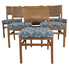 Set of 6 Mid Century Modern Dining Chairs with Caned Back