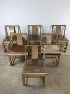 Set of 6 Mid Century Modern Dining chairs with Limed Walnut Finish