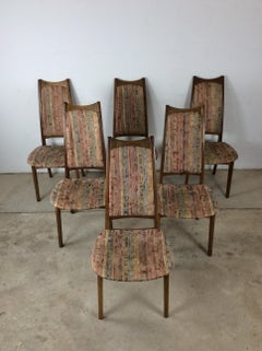 Set of 6 Mid Century Modern Dining Chairs with Vintage Upholstery