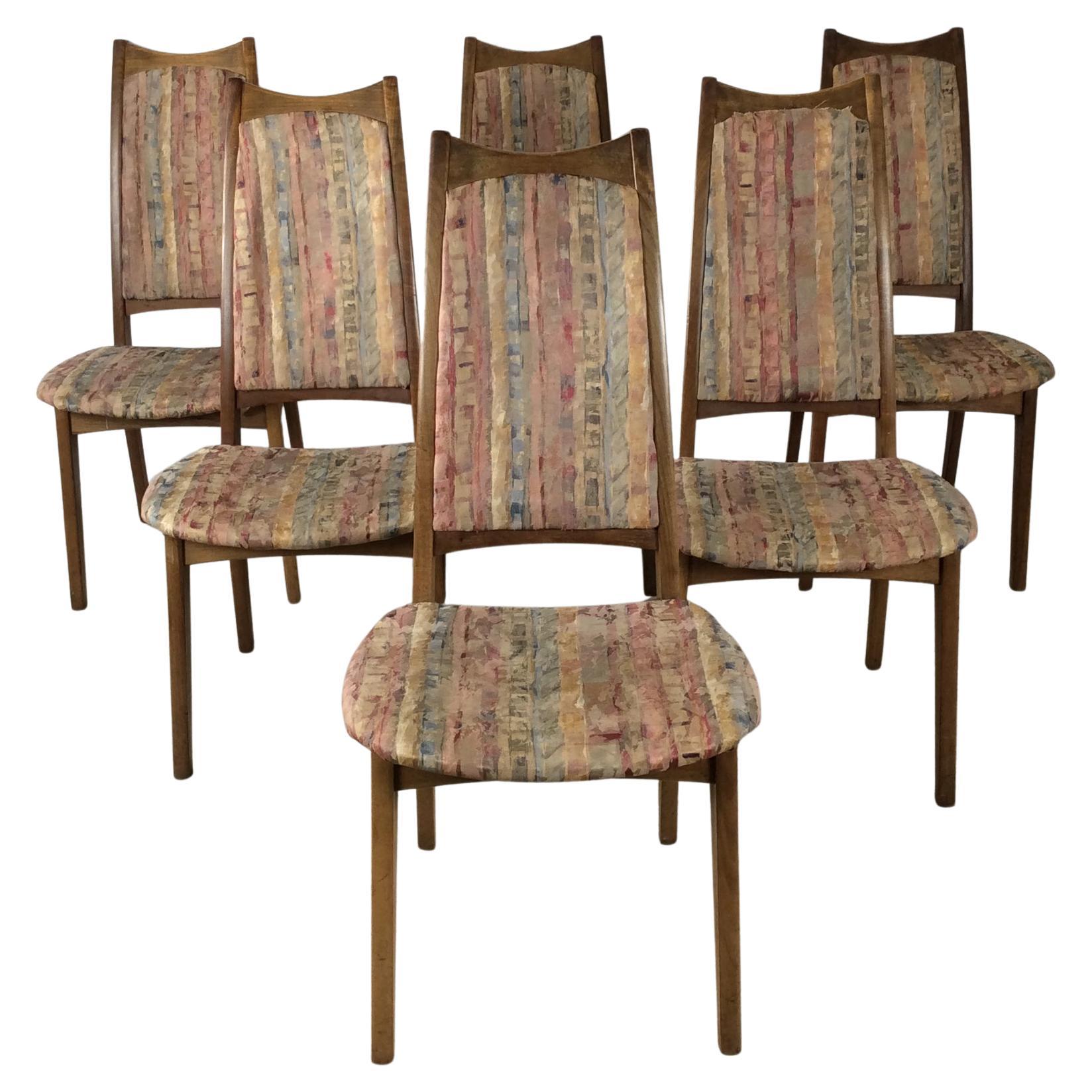 Satz von 6 modernen Esszimmerstühlen aus der Mitte des Jahrhunderts mit Vintage-Polsterung