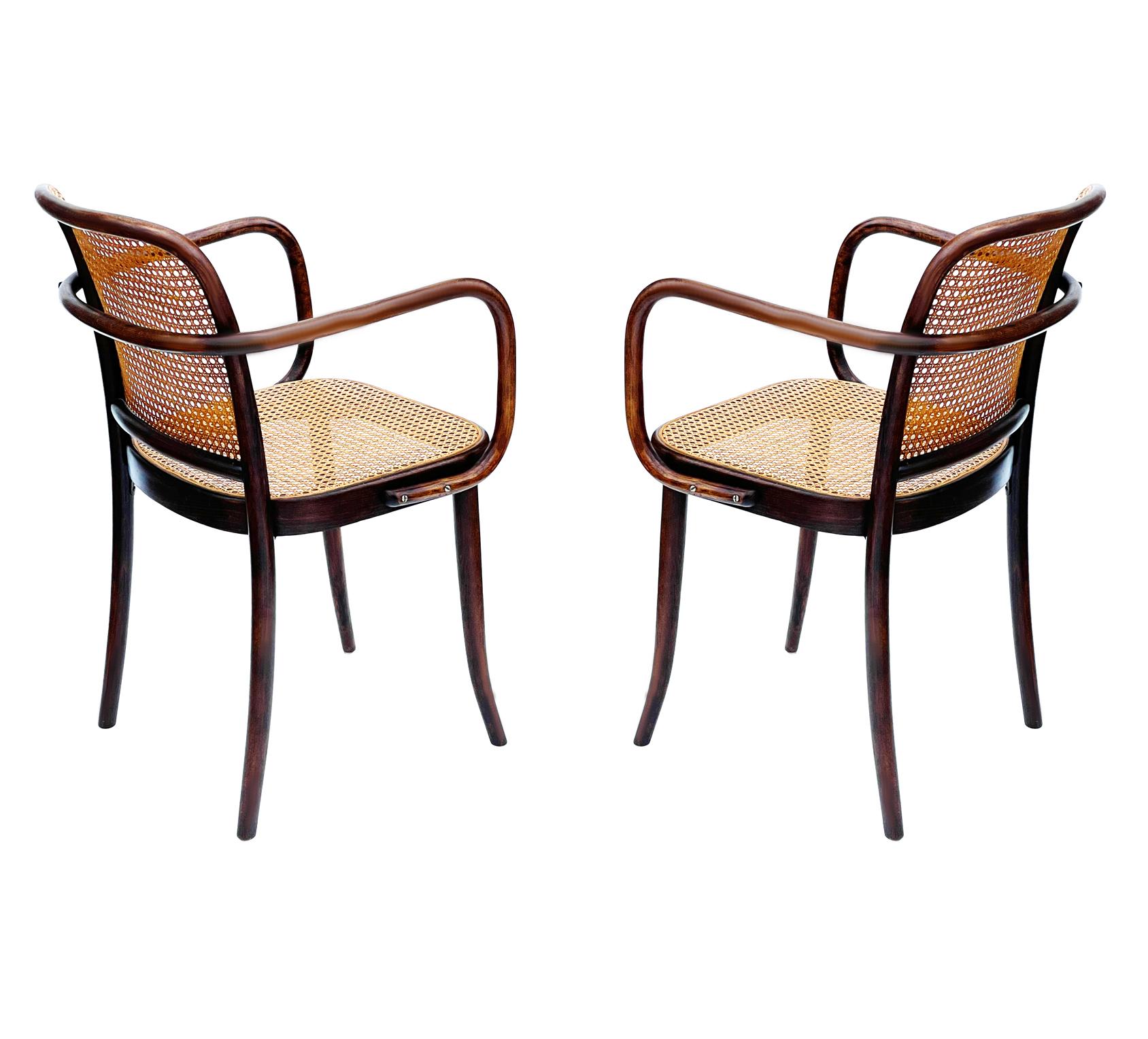 Set of 6 Mid-Century Modern Dining Prague Chairs by Josef Hoffmann Cane & Wood 3