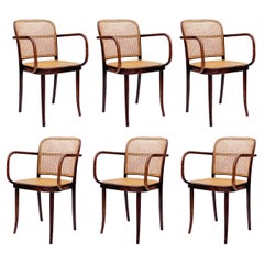 Set of 6 Mid-Century Modern Dining Prague Chairs by Josef Hoffmann Cane & Wood