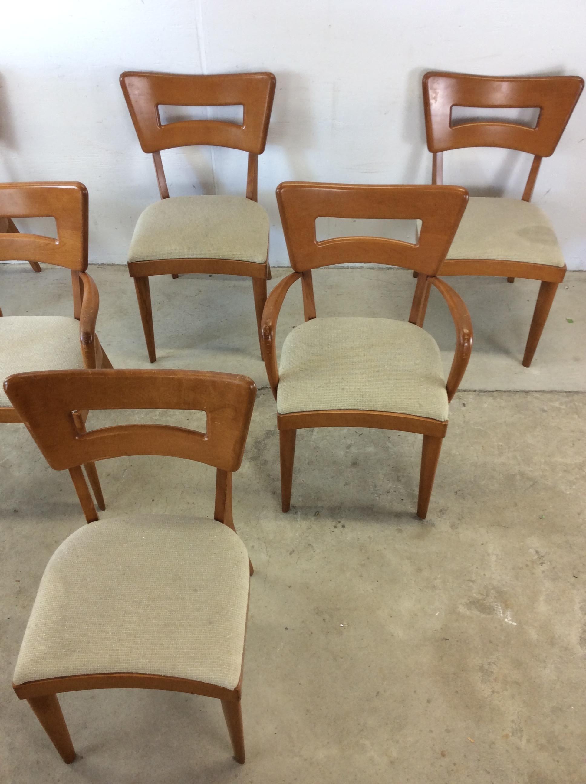 Américain Ensemble de 6 chaises de salle à manger de style moderne du milieu du siècle par Heywood Wakefield en vente
