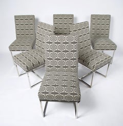 Set of 6 Mid-Century Modern Dinning Chairs in The Manner of Milo Baughman