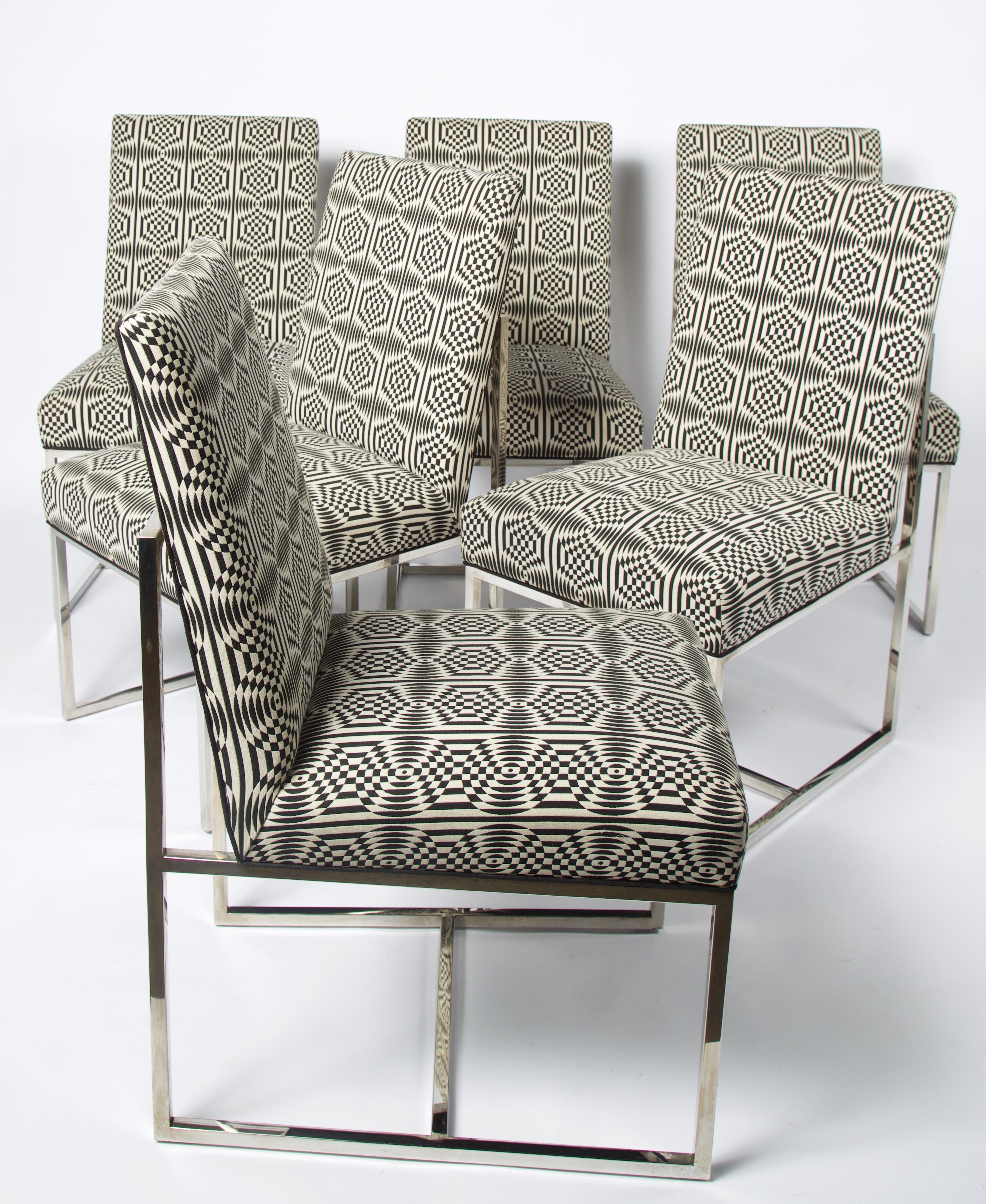 Unknown Set of 6 Mid-Century Modern Dinning Chairs in The Manner of Milo Baughman