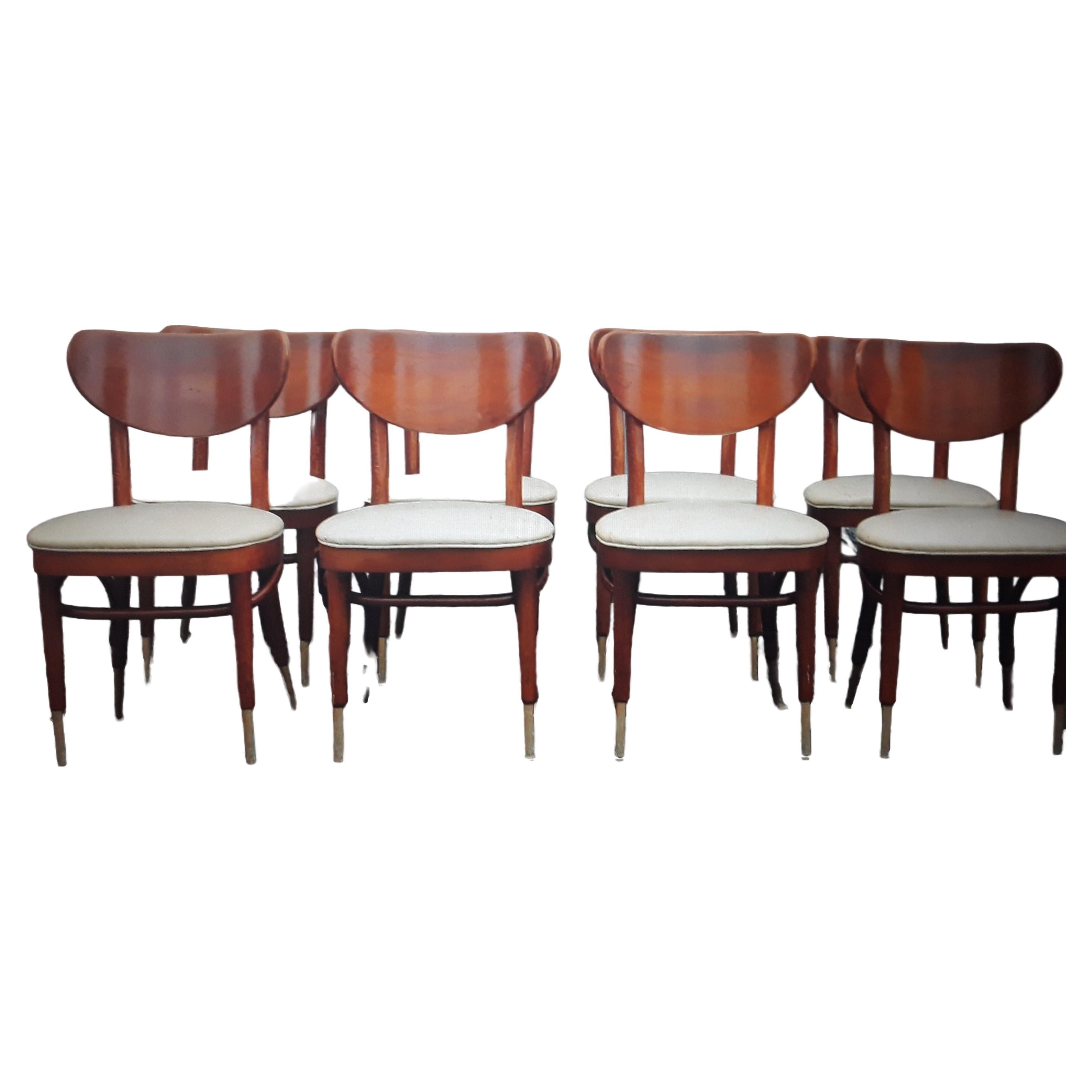 Set of 6 Mid Century Modern "George Jetson" style Bent Wood Dining Chairs For Sale