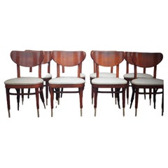 Ensemble de 6 chaises de salle à manger en bois courbé de style « George Jetson », mi-siècle moderne