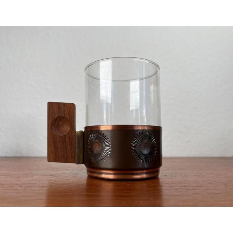 Juego de 6 Vasos de Té de Metal y Teca Alemanes Modernos de Mediados de Siglo, Años 60 en venta 11