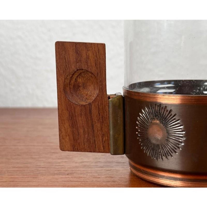 Juego de 6 Vasos de Té de Metal y Teca Alemanes Modernos de Mediados de Siglo, Años 60 en venta 1
