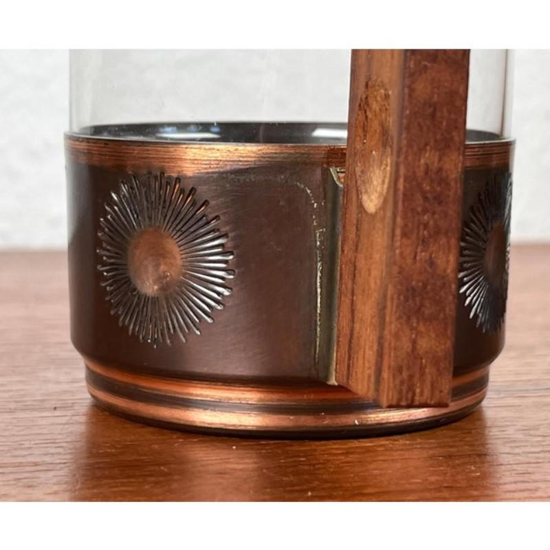 Juego de 6 Vasos de Té de Metal y Teca Alemanes Modernos de Mediados de Siglo, Años 60 en venta 3