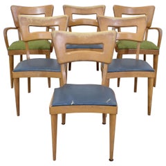 Retro Set of 6 Mid-Century Modern Heywood Wakefield Champagne "Dogbone" Dining Chairs