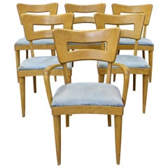 Vintage Set of 6 Mid-Century Modern Heywood Wakefield Champagne "Dogbone" Dining Chairs