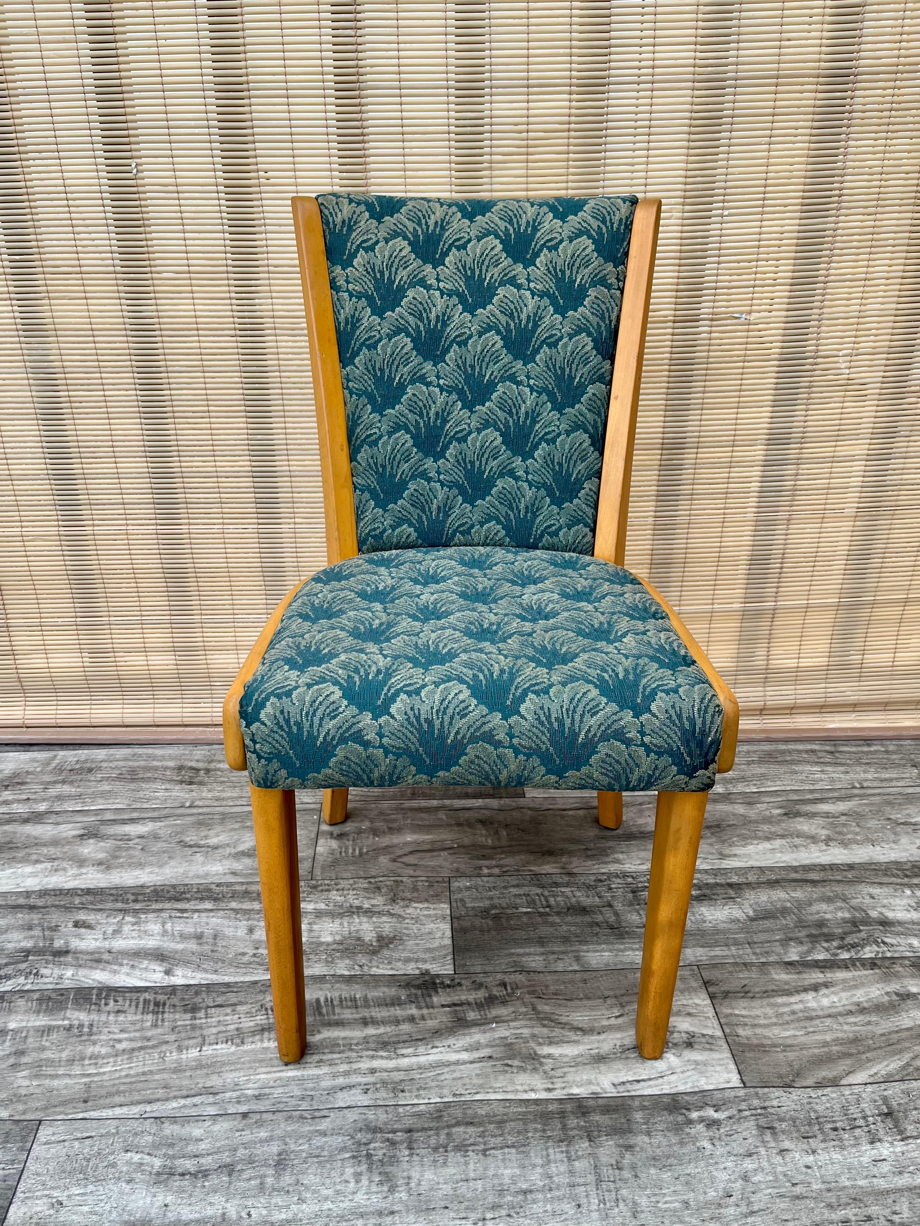 Upholstery Set of 6 Mid Century Modern Heywood Wakefield Dining Room Chairs. Circa 1960s  For Sale