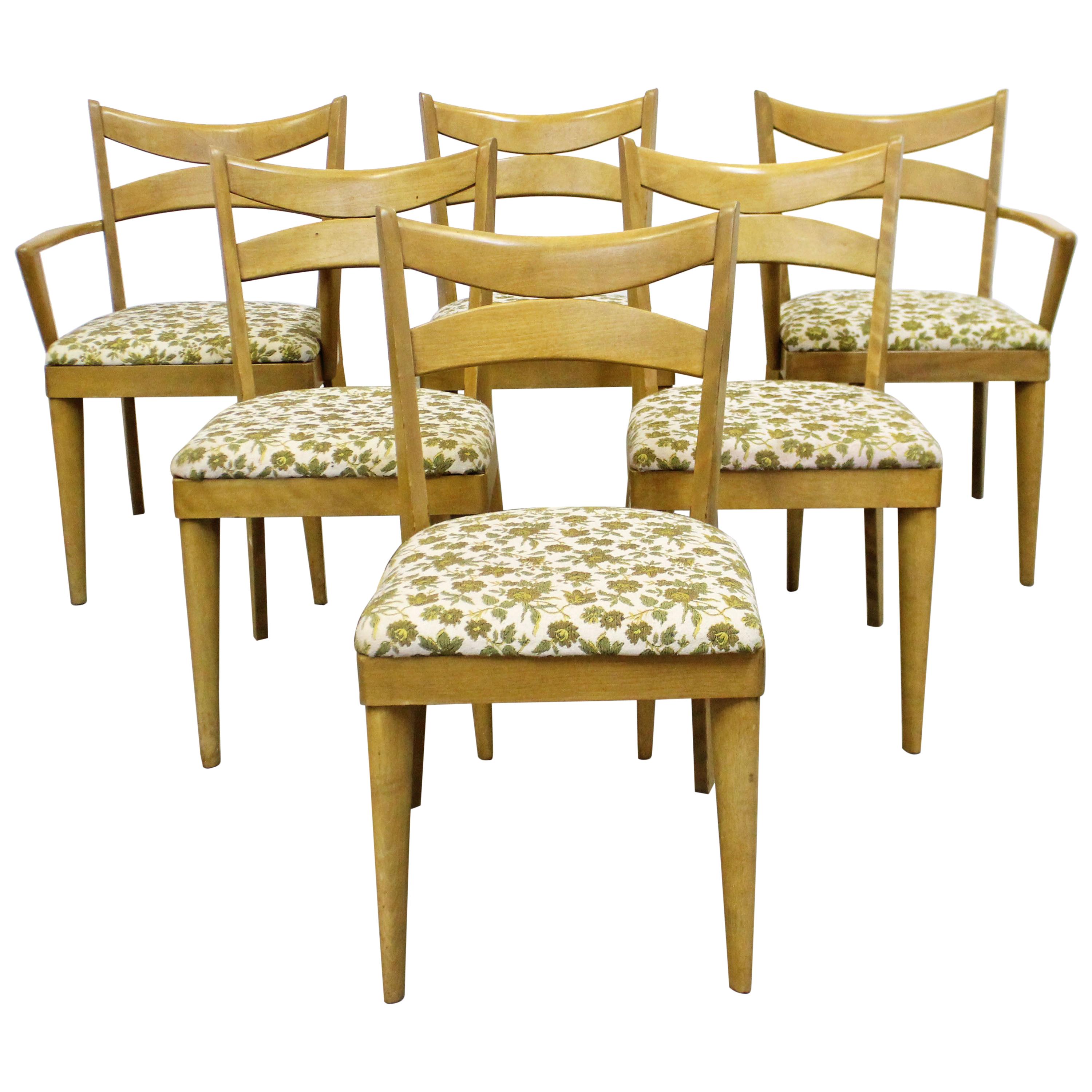Set of 6 Mid-Century Modern Heywood Wakefield Wheat Bow Tie Dining Chairs 953