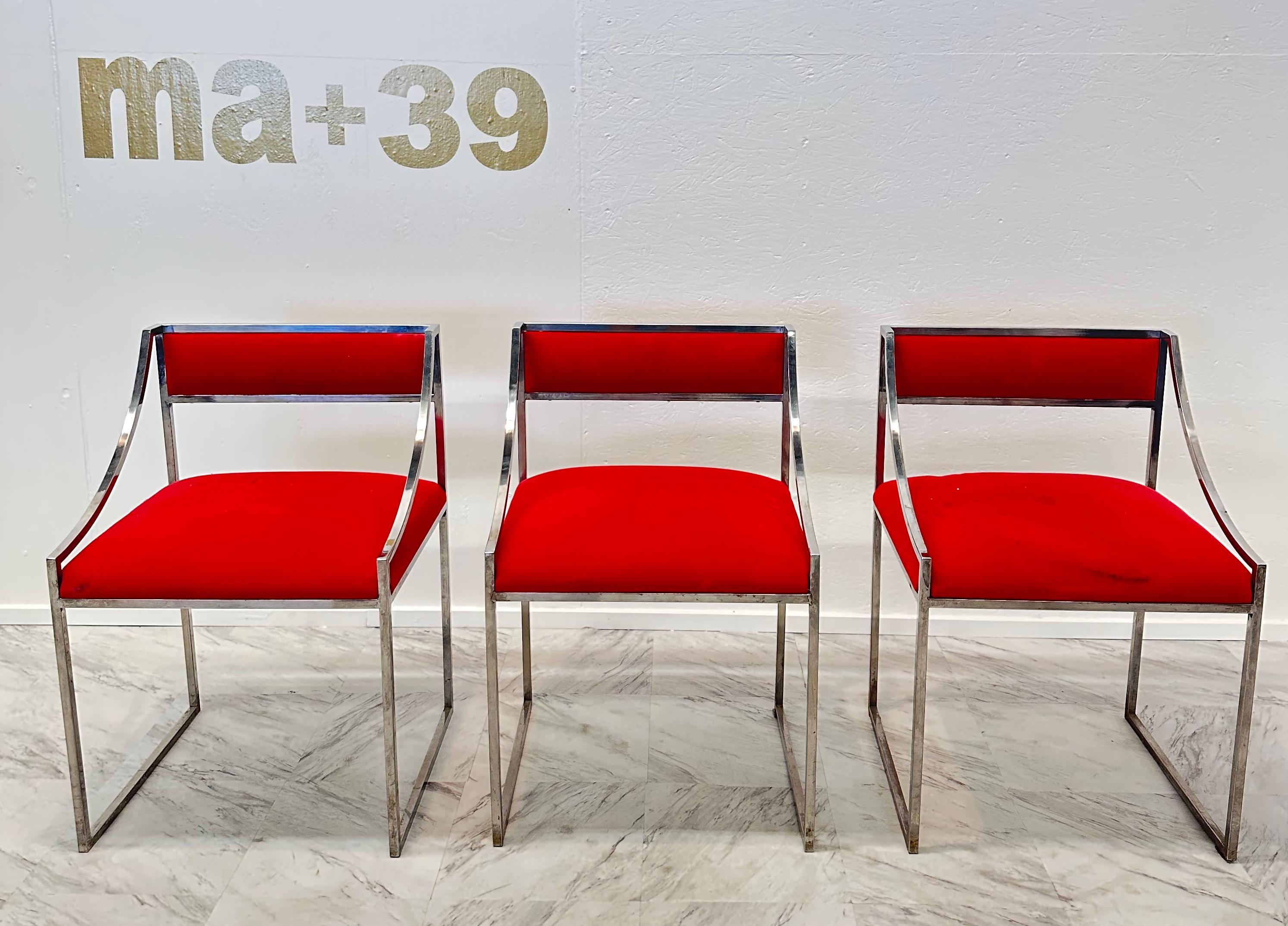 Set of 6 Mid Century Modern Italian Dining Chairs by Romeo Rega 1980 In Good Condition For Sale In Los Angeles, CA