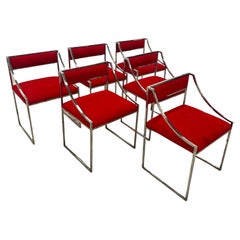 Retro Set of 6 Mid Century Modern Italian Dining Chairs by Romeo Rega 1980